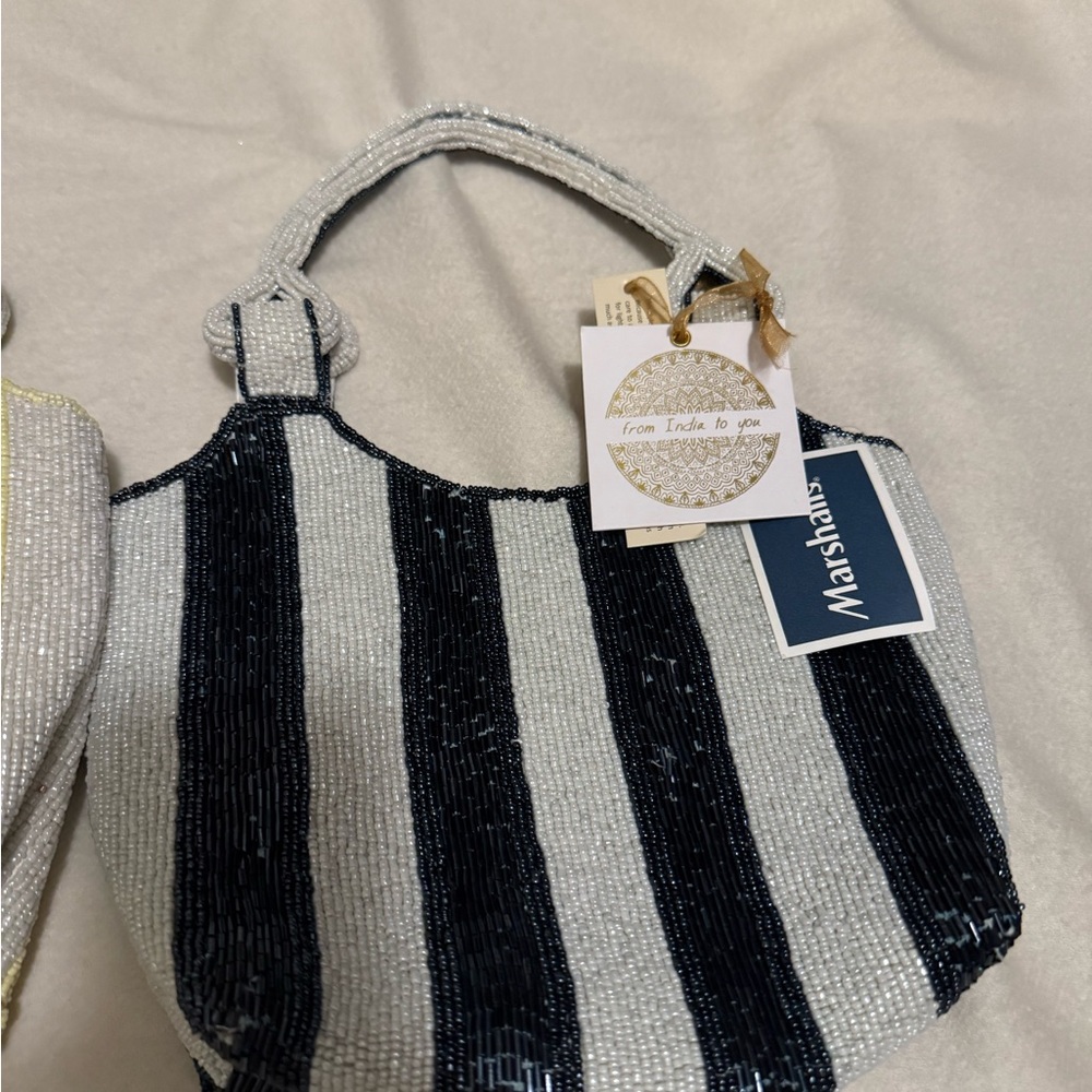 Viral navy Blue and Silver Striped Women's Bag